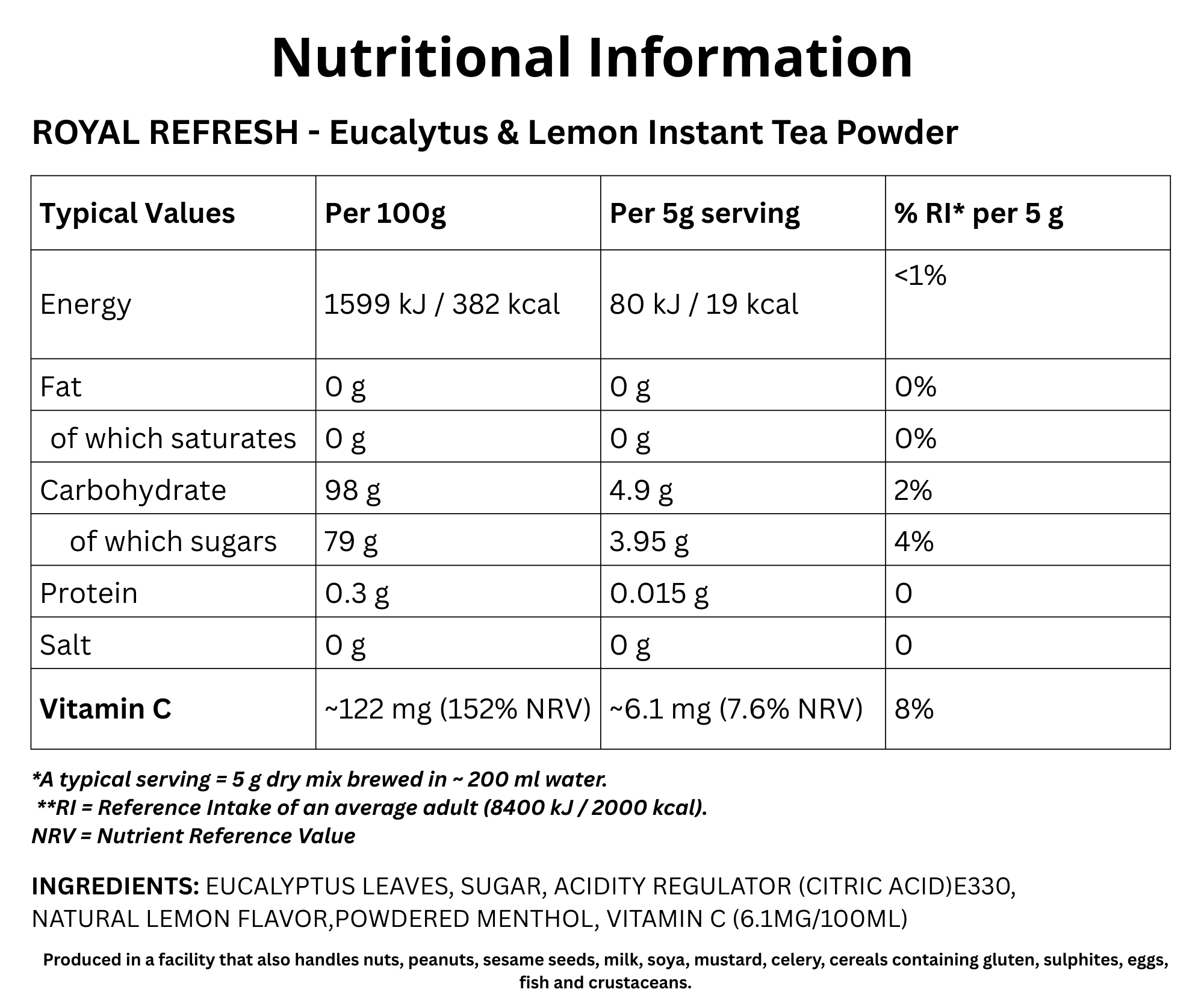 Turkish Eucalyptus Lemon Tea (Sultan Tea),Authentic Blend,100g,UK Stock